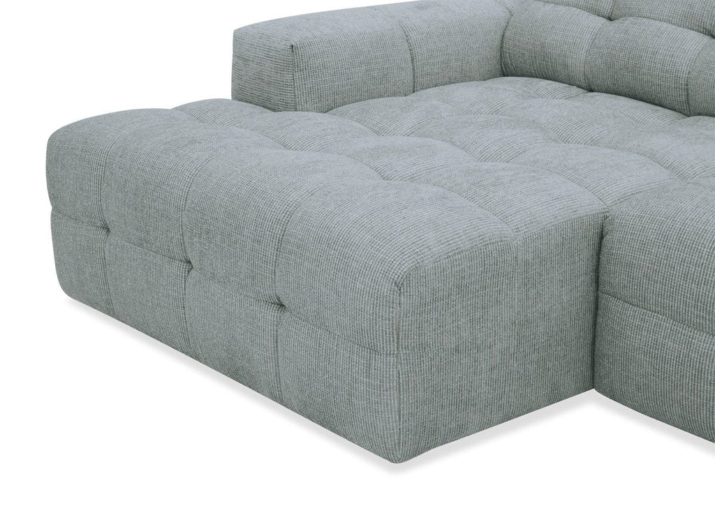 Canapé d'angle relax en velours texturé gris FEDORA - Angle gauche