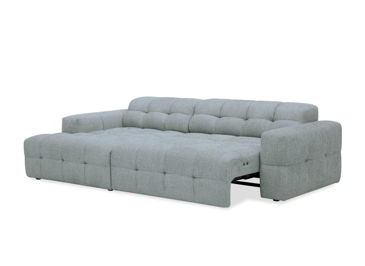 Canapé d'angle relax en velours texturé gris FEDORA - Angle gauche