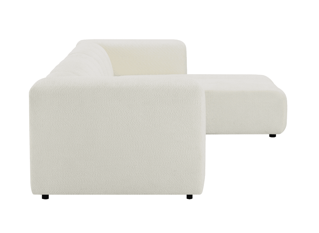 Canapé d'angle réversible en tissu bouclette écru AELIS