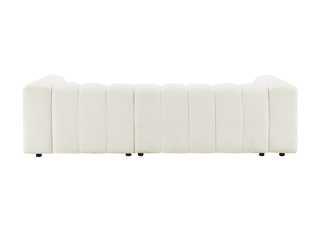 Canapé d'angle réversible en tissu bouclette écru AELIS