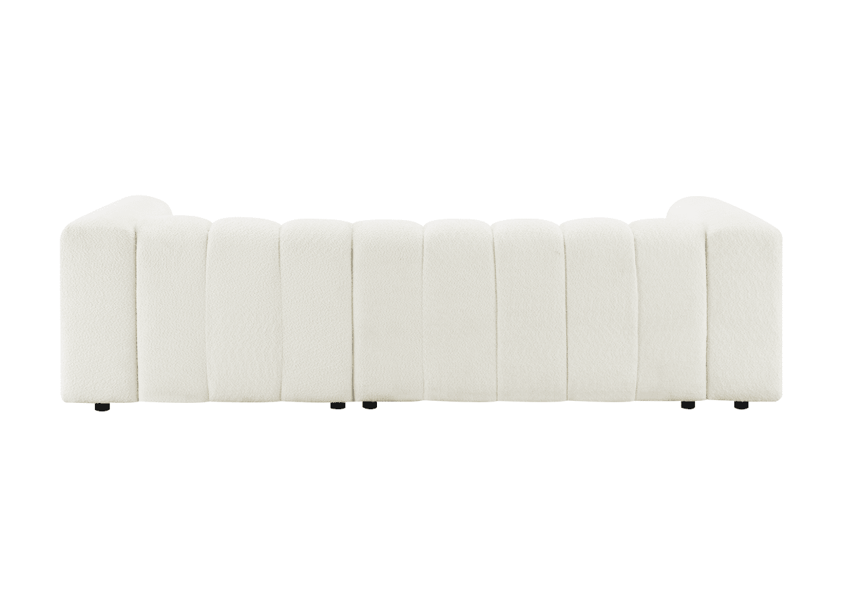 Canapé d'angle réversible en tissu bouclette écru AELIS