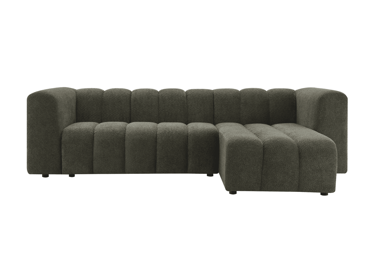 Canapé d'angle réversible en tissu bouclette vert AELIS