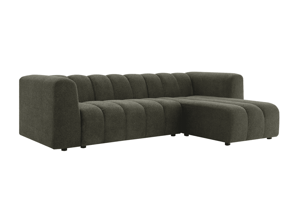 Canapé d'angle réversible en tissu bouclette vert AELIS