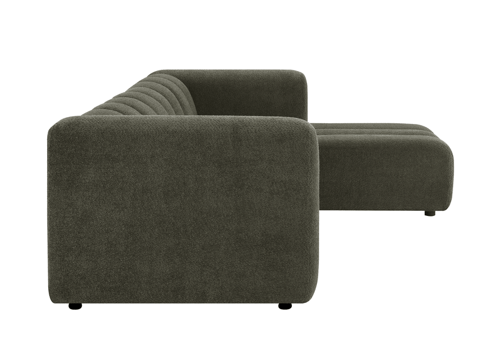 Canapé d'angle réversible en tissu bouclette vert AELIS