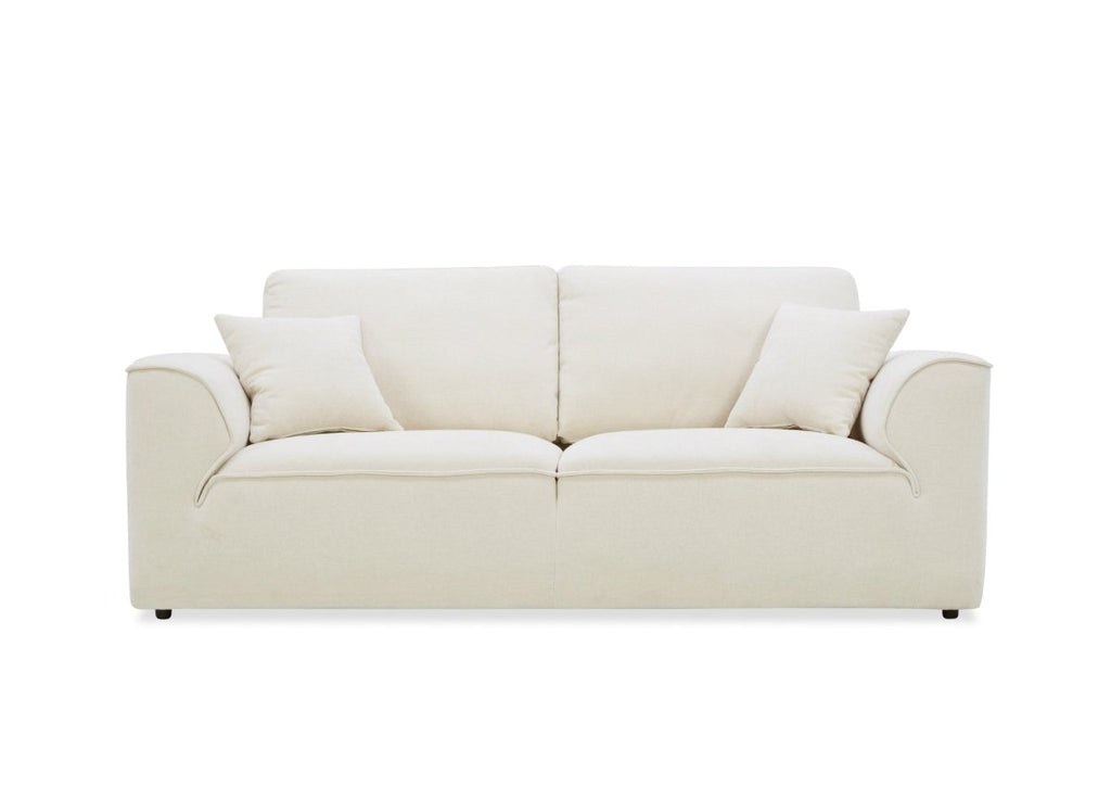 Canapé droit 3 places en velours chiné beige ABELIA