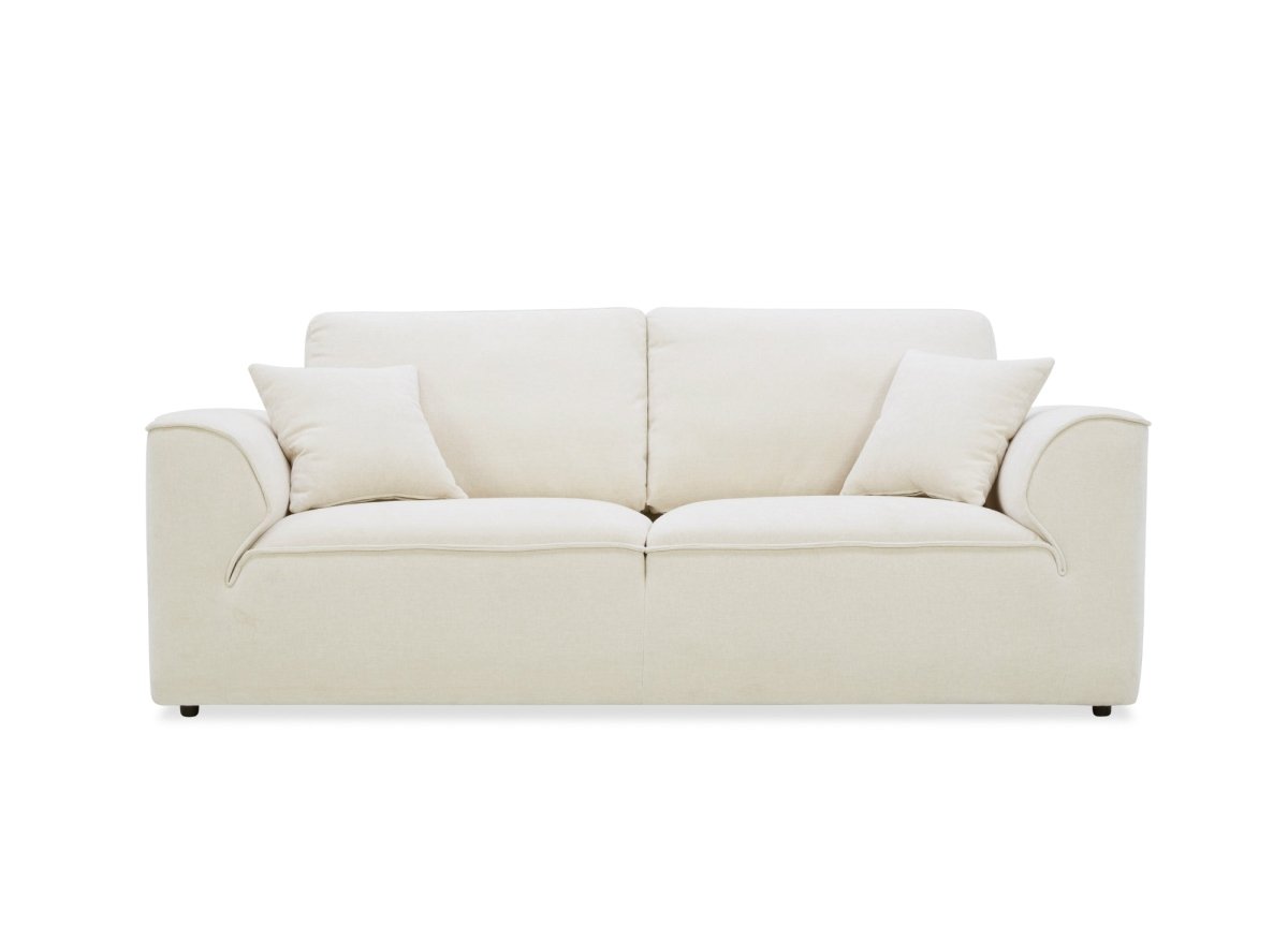 Canapé droit 3 places en velours chiné beige ABELIA