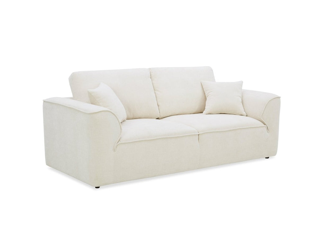 Canapé droit 3 places en velours chiné beige ABELIA
