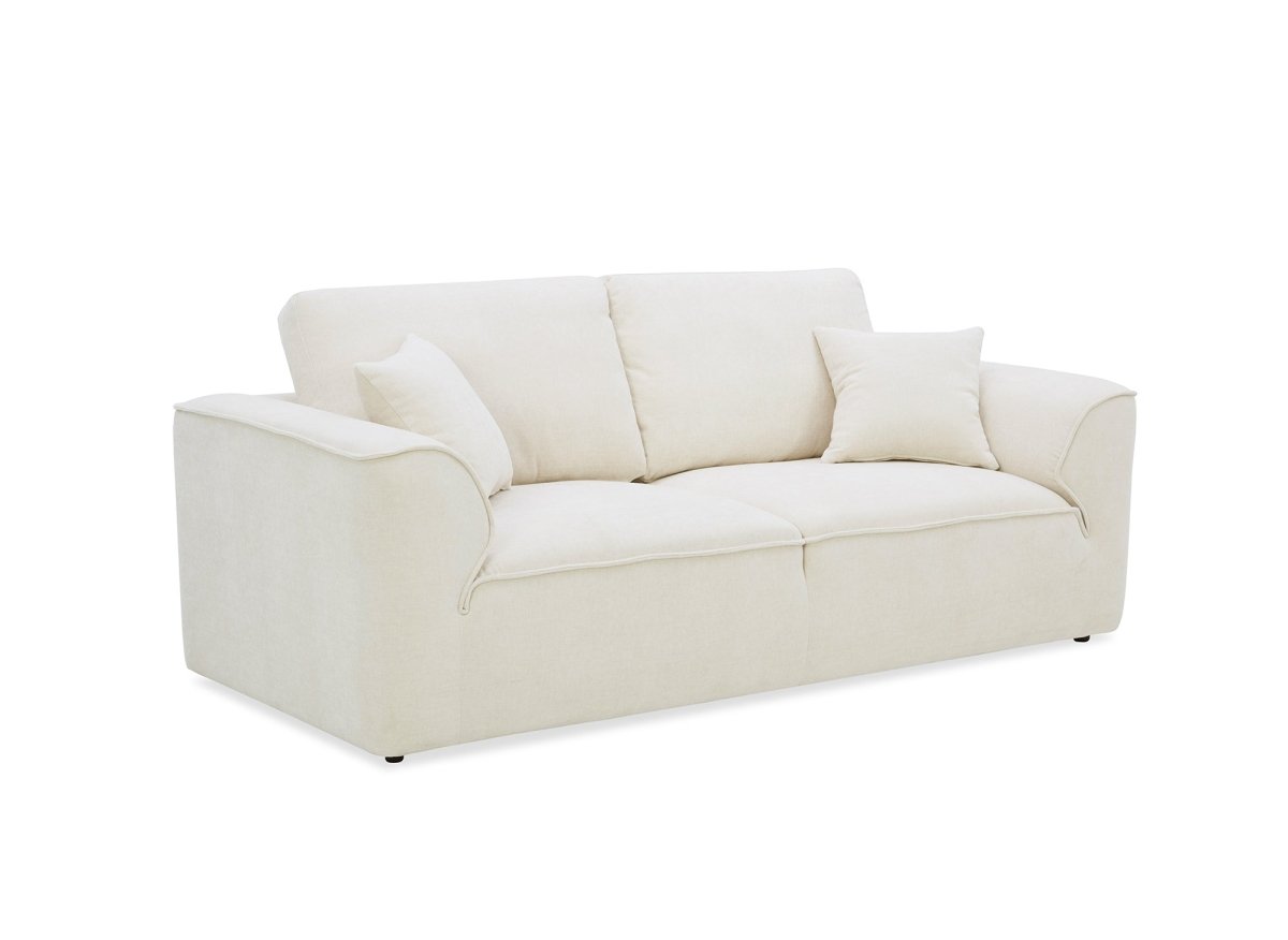 Canapé droit 3 places en velours chiné beige ABELIA