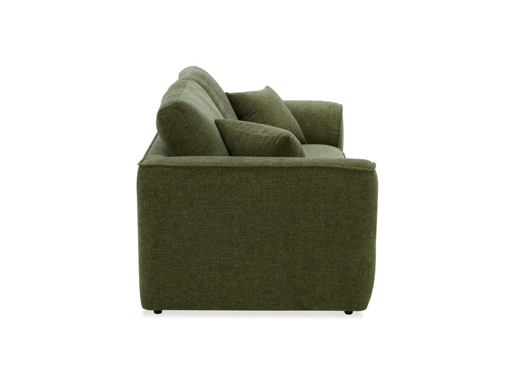 Canapé droit 3 places en velours chiné vert olive ABELIA