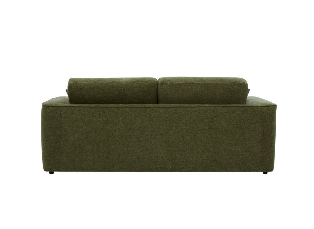 Canapé droit 3 places en velours chiné vert olive ABELIA