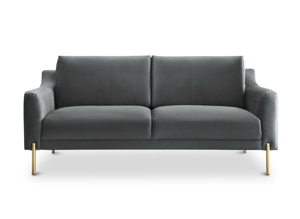 Canapé droit fixe 2 places en velours gris CELINE