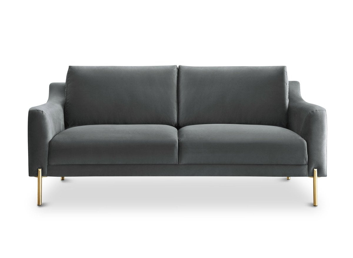 Canapé droit fixe 2 places en velours gris CELINE