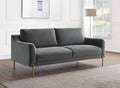 Canapé droit fixe 2 places en velours gris CELINE