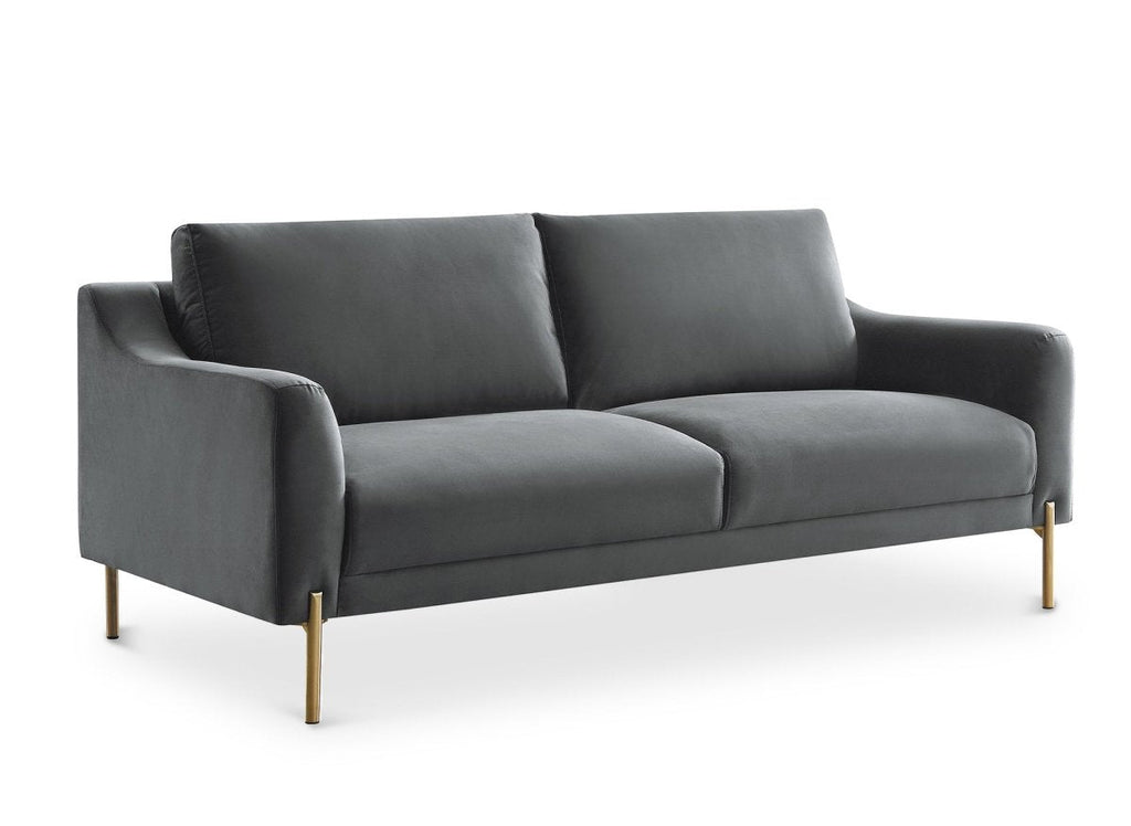 Canapé droit fixe 2 places en velours gris CELINE