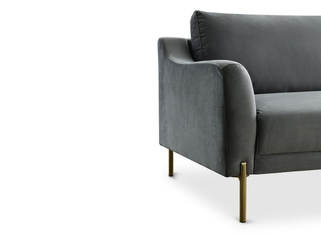 Canapé droit fixe 2 places en velours gris CELINE