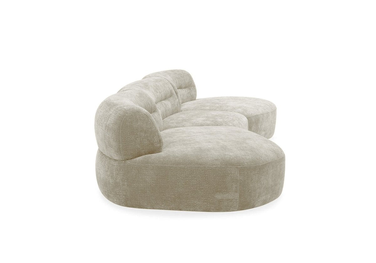 Canapé droit fixe 6 places en velours tissé beige IMENIA