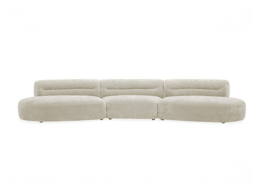 Canapé droit fixe 6 places en velours tissé beige IMENIA