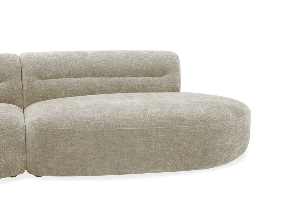 Canapé droit fixe 6 places en velours tissé beige IMENIA