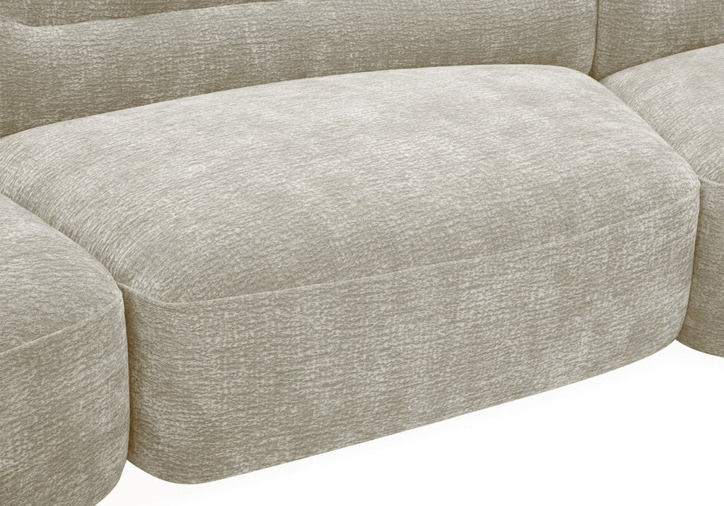 Canapé droit fixe 6 places en velours tissé beige IMENIA