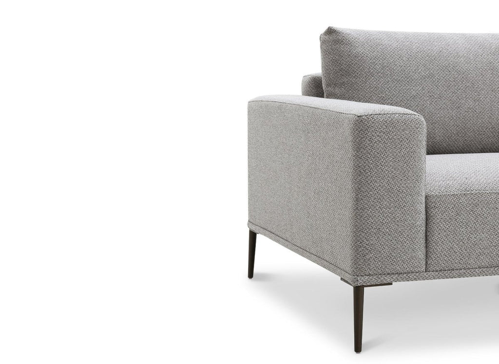 Canapé fixe 2 places en tissu gris clair ARNOLD