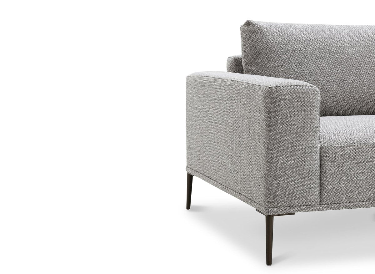 Canapé fixe 2 places en tissu gris clair ARNOLD