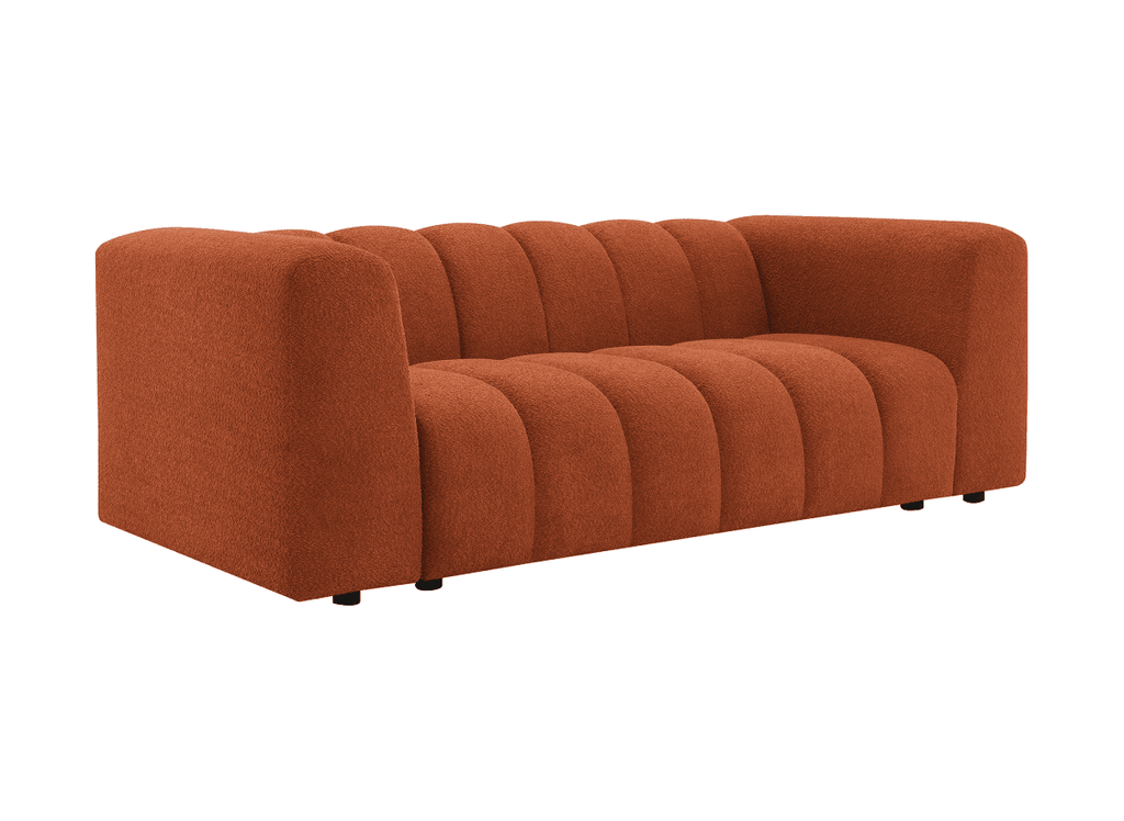 Canapé fixe 3 places en tissu bouclette terracotta AELIS