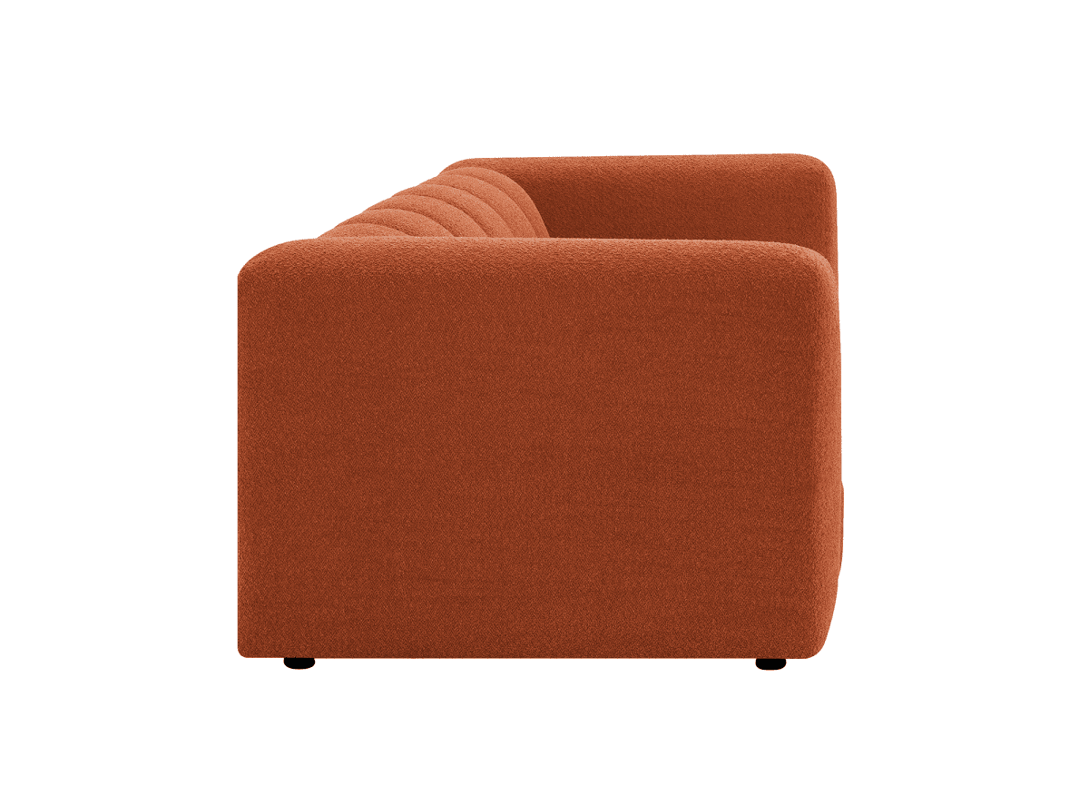 Canapé fixe 3 places en tissu bouclette terracotta AELIS