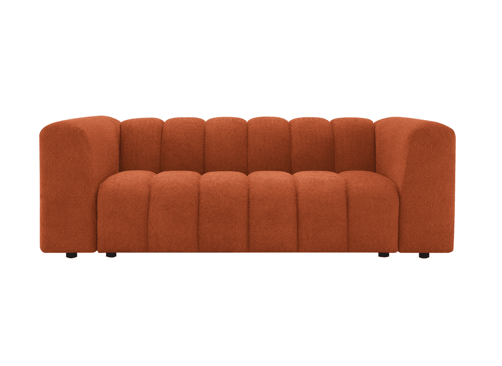 Canapé fixe 3 places en tissu bouclette terracotta AELIS