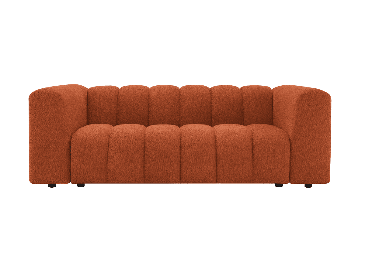 Canapé fixe 3 places en tissu bouclette terracotta AELIS