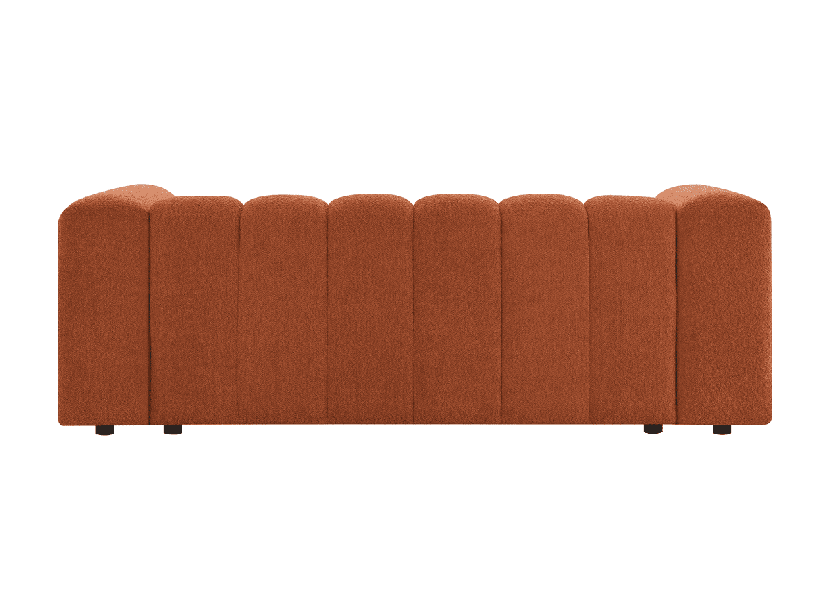 Canapé fixe 3 places en tissu bouclette terracotta AELIS