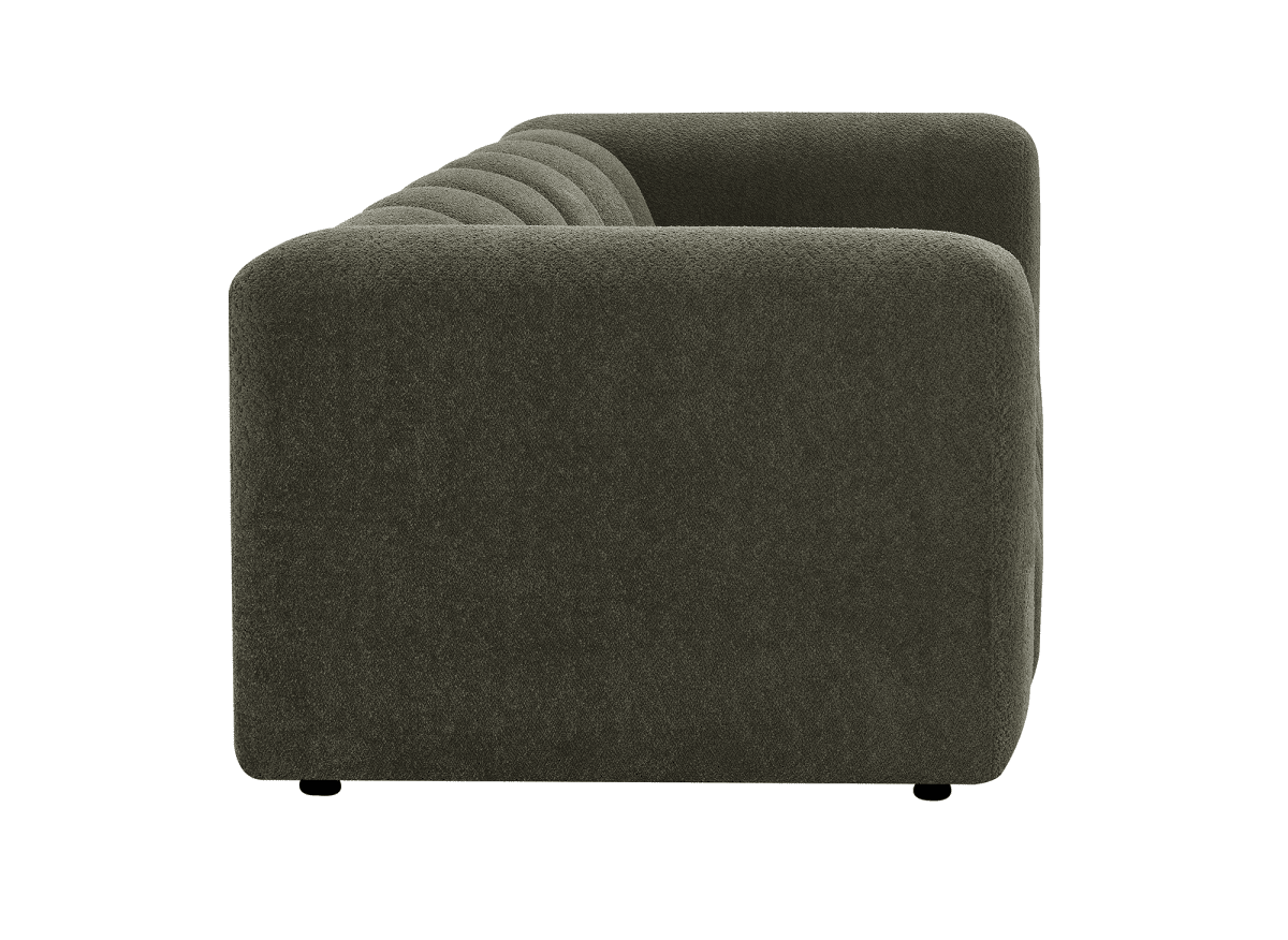 Canapé fixe 3 places en tissu bouclette vert AELIS