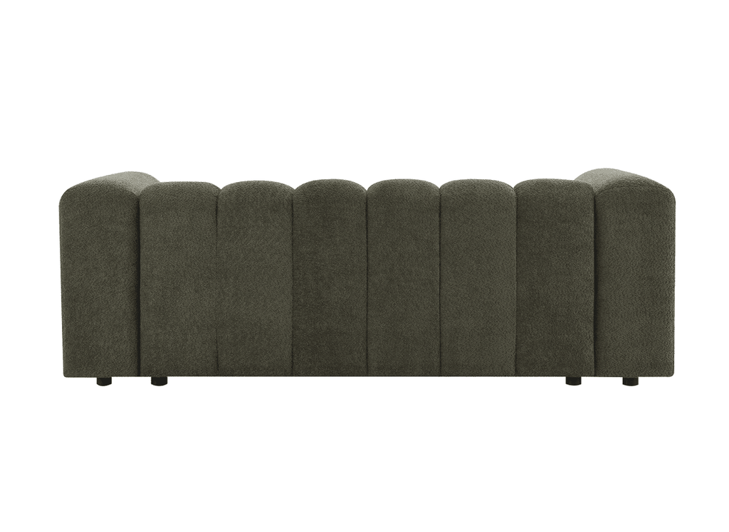Canapé fixe 3 places en tissu bouclette vert AELIS