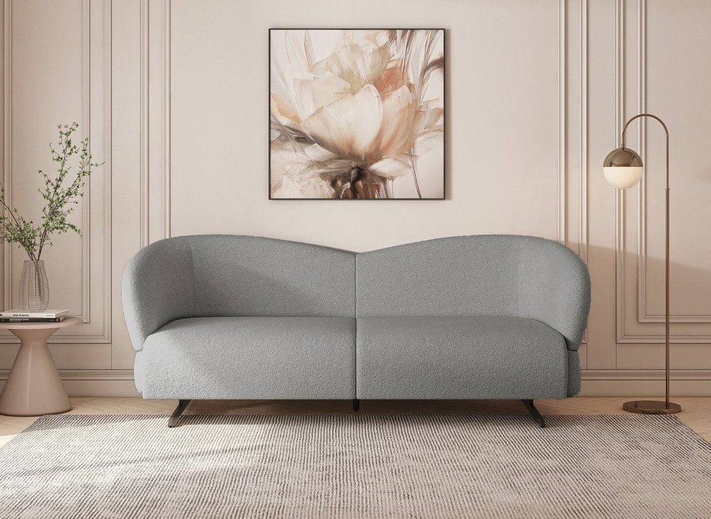 Canapé fixe 3 places en tissu effet peau de mouton gris clair LEXIE