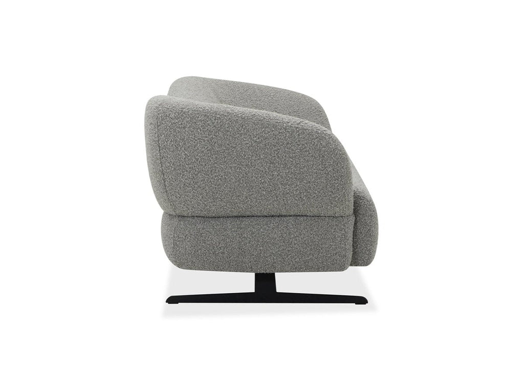 Canapé fixe 3 places en tissu effet peau de mouton gris clair LEXIE