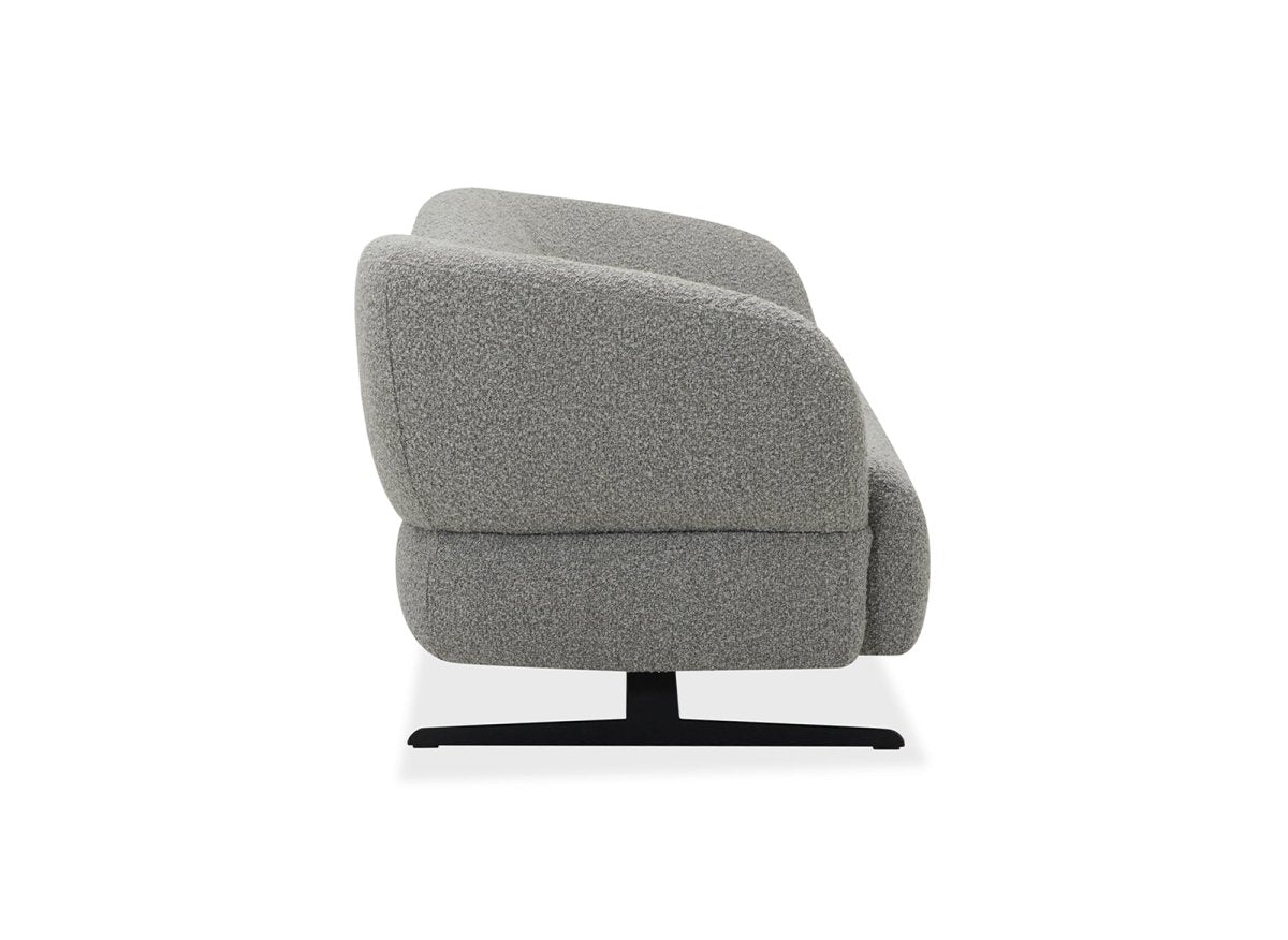 Canapé fixe 3 places en tissu effet peau de mouton gris clair LEXIE