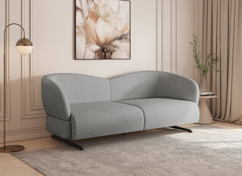 Canapé fixe 3 places en tissu effet peau de mouton gris clair LEXIE
