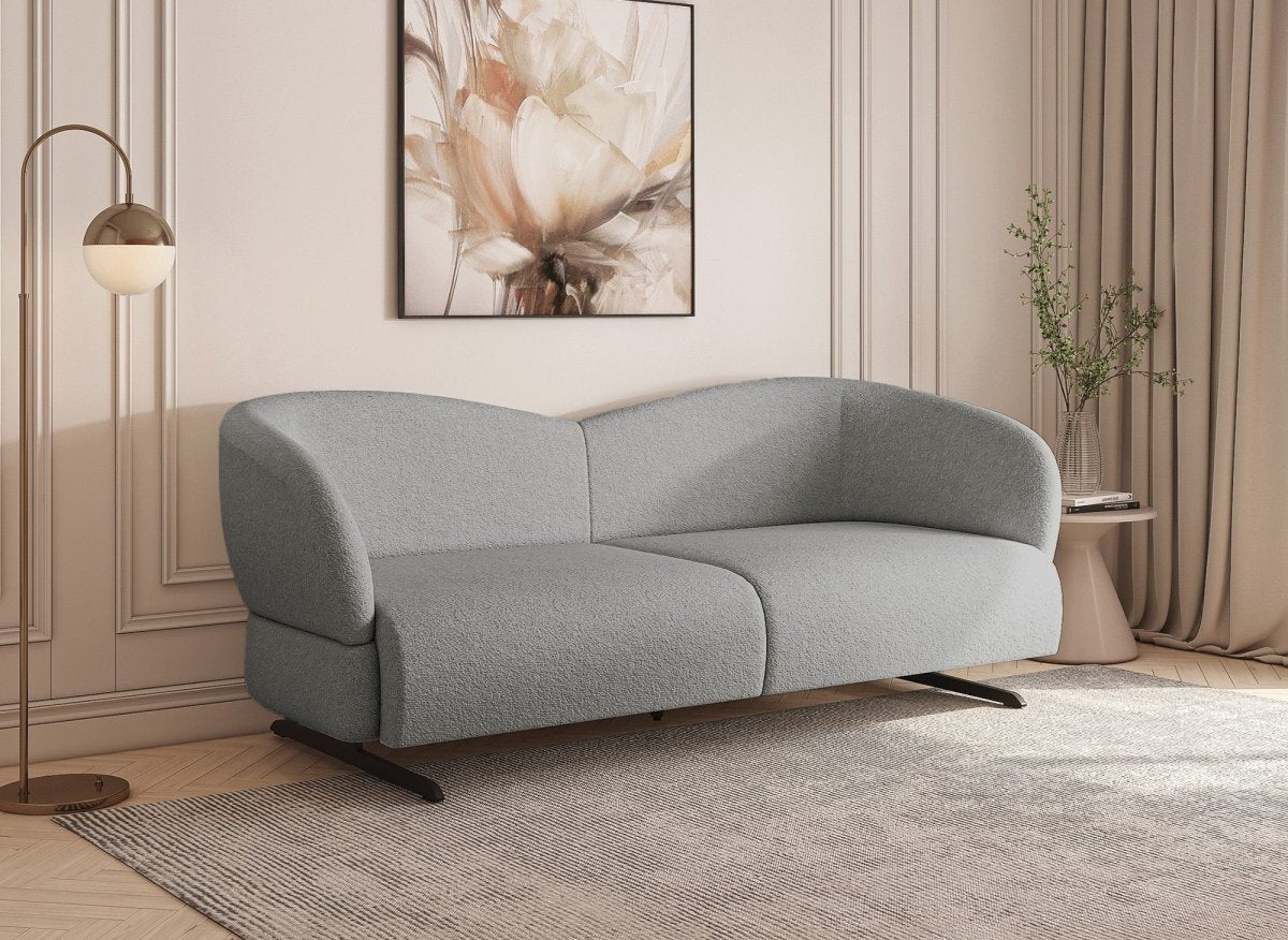Canapé fixe 3 places en tissu effet peau de mouton gris clair LEXIE
