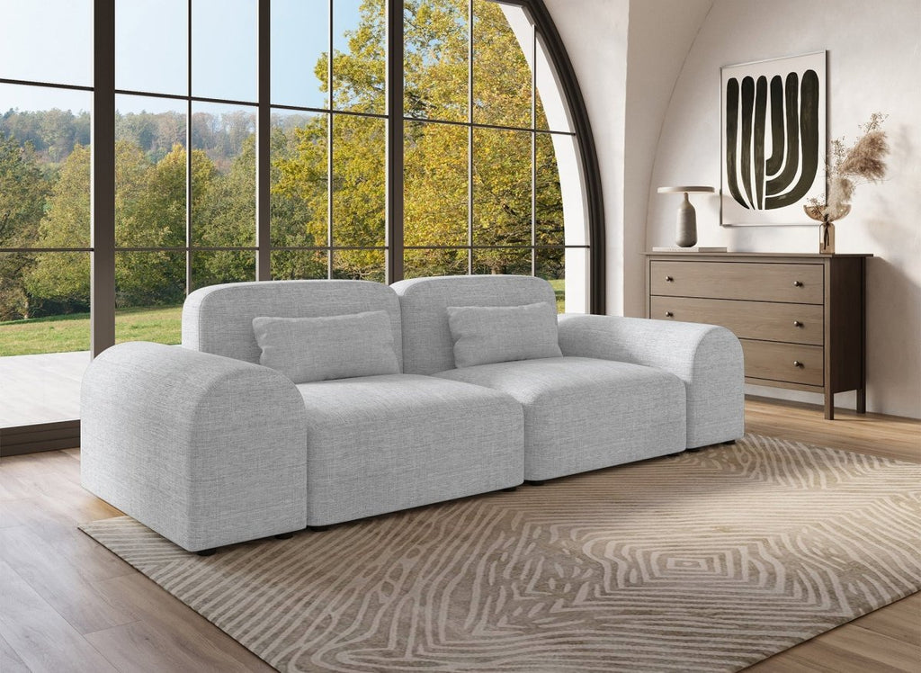 Canapé fixe 3 places en tissu gris EMMA
