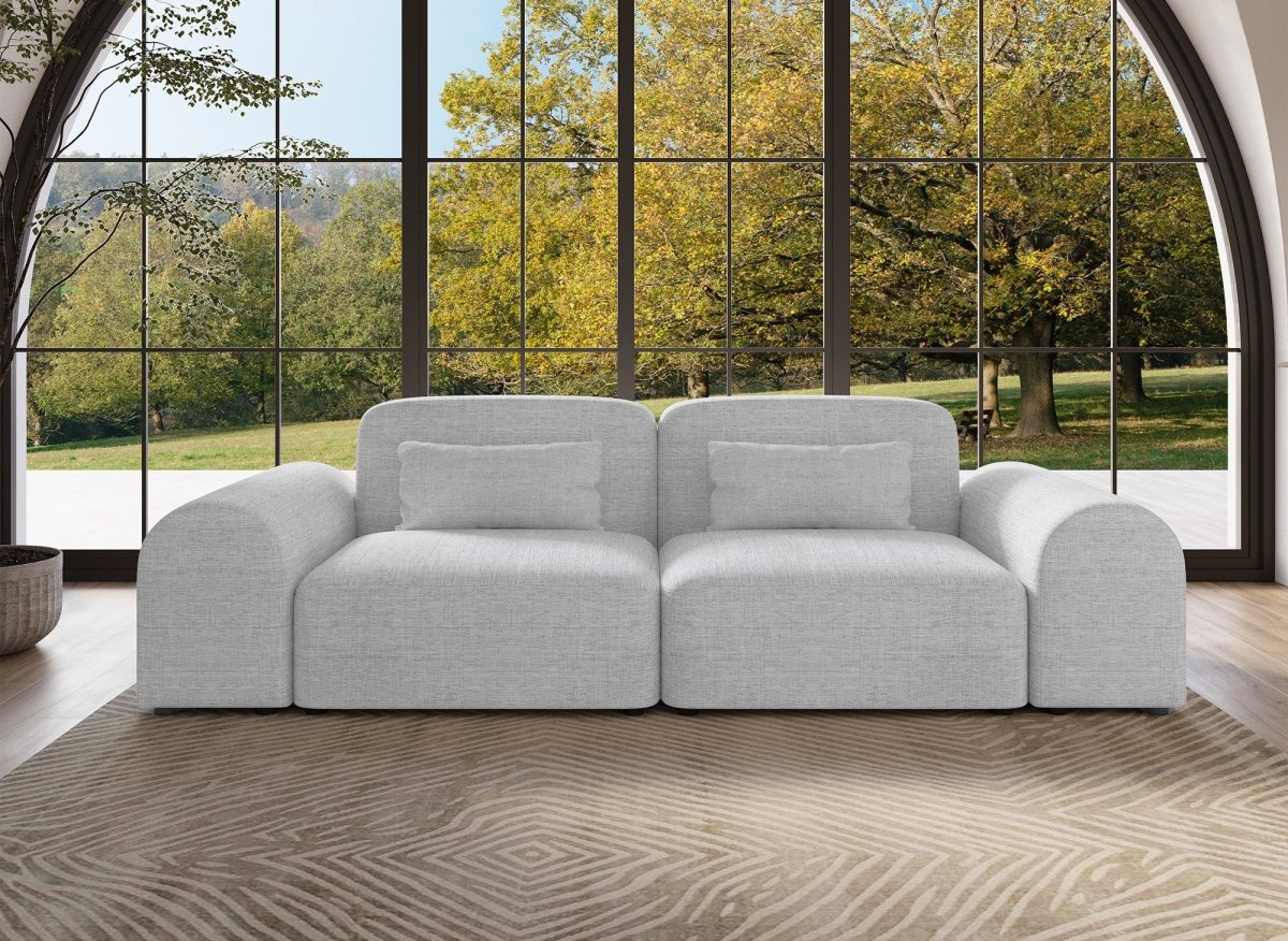 Canapé fixe 3 places en tissu gris EMMA
