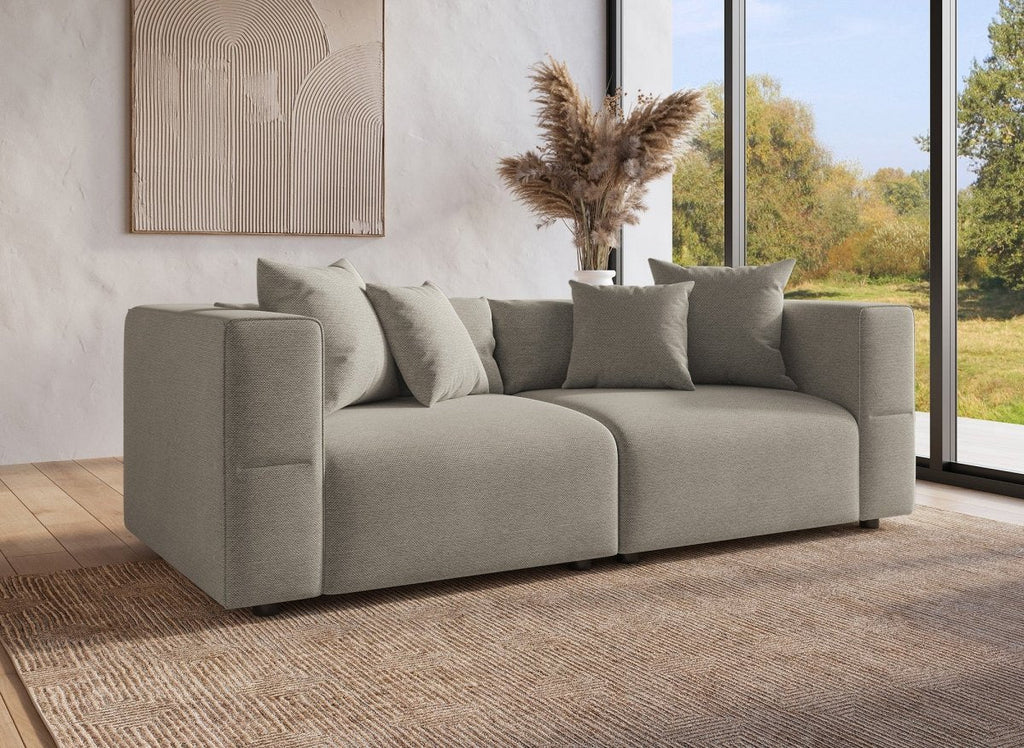 Canapé fixe 3 places en tissu taupe EVELYNE