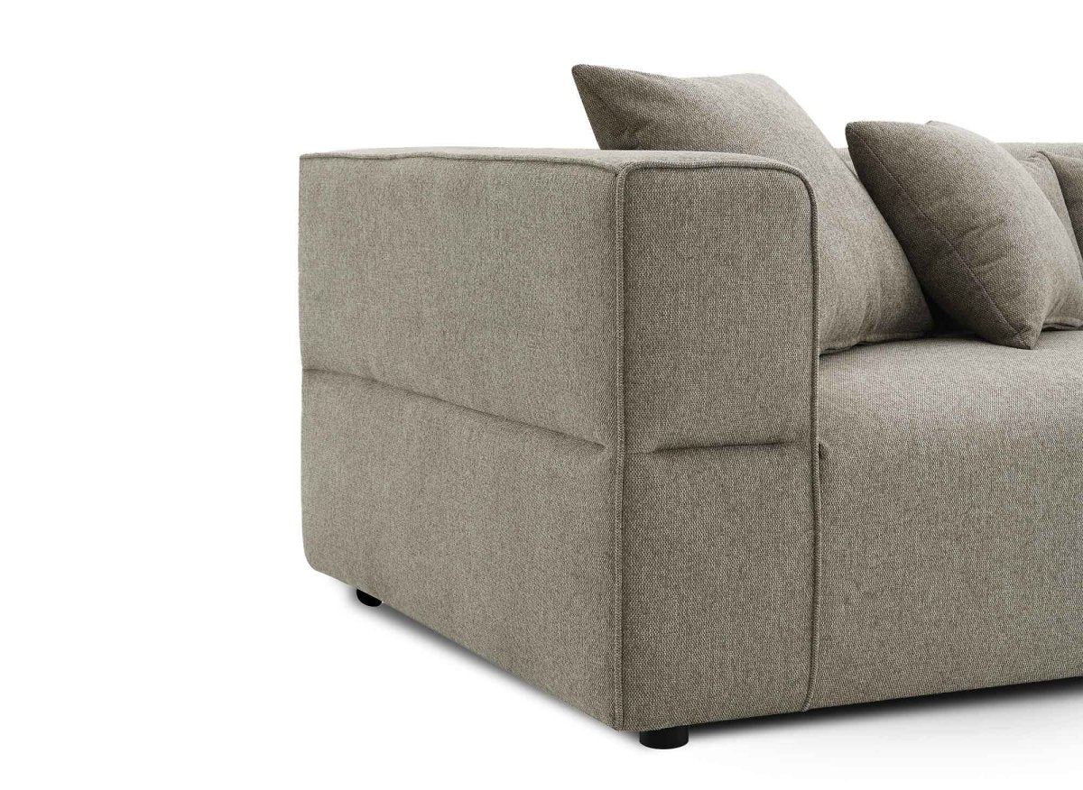 Canapé fixe 3 places en tissu taupe EVELYNE
