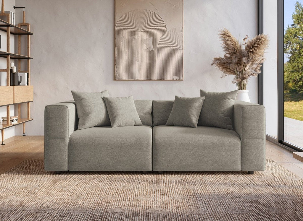 Canapé fixe 3 places en tissu taupe EVELYNE