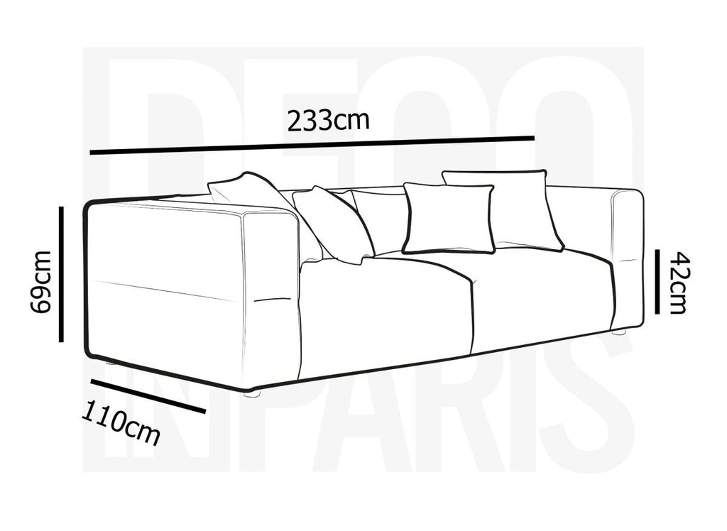Canapé fixe 3 places en tissu taupe EVELYNE