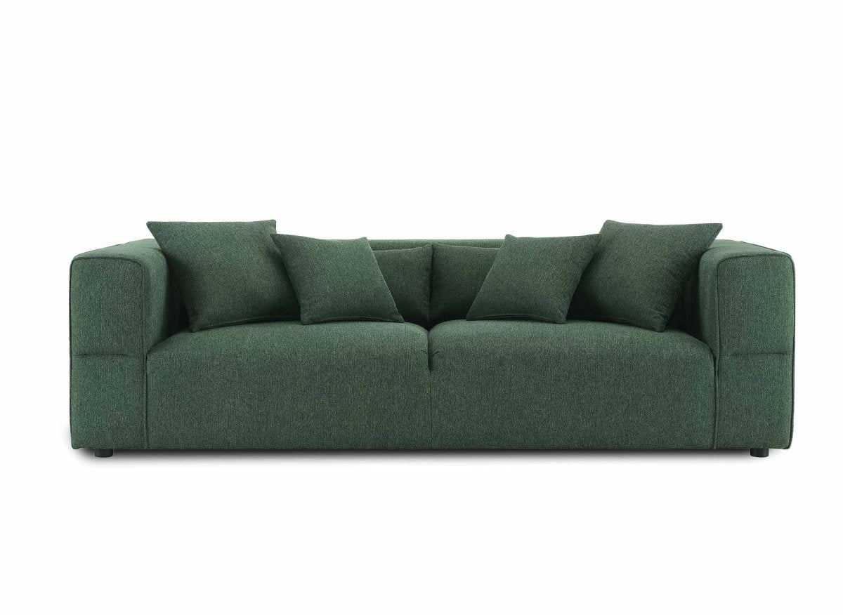 Canapé fixe 3 places en tissu vert EVELYNE