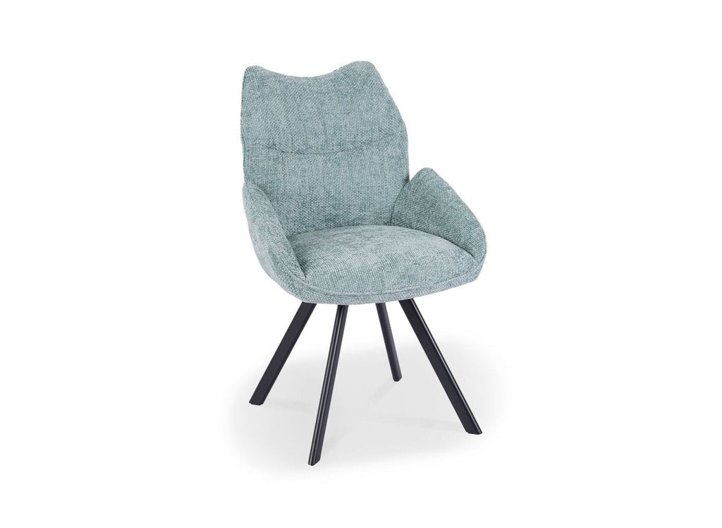 Chaise pivotante avec accoudoirs en tissu vert d'eau TALIA