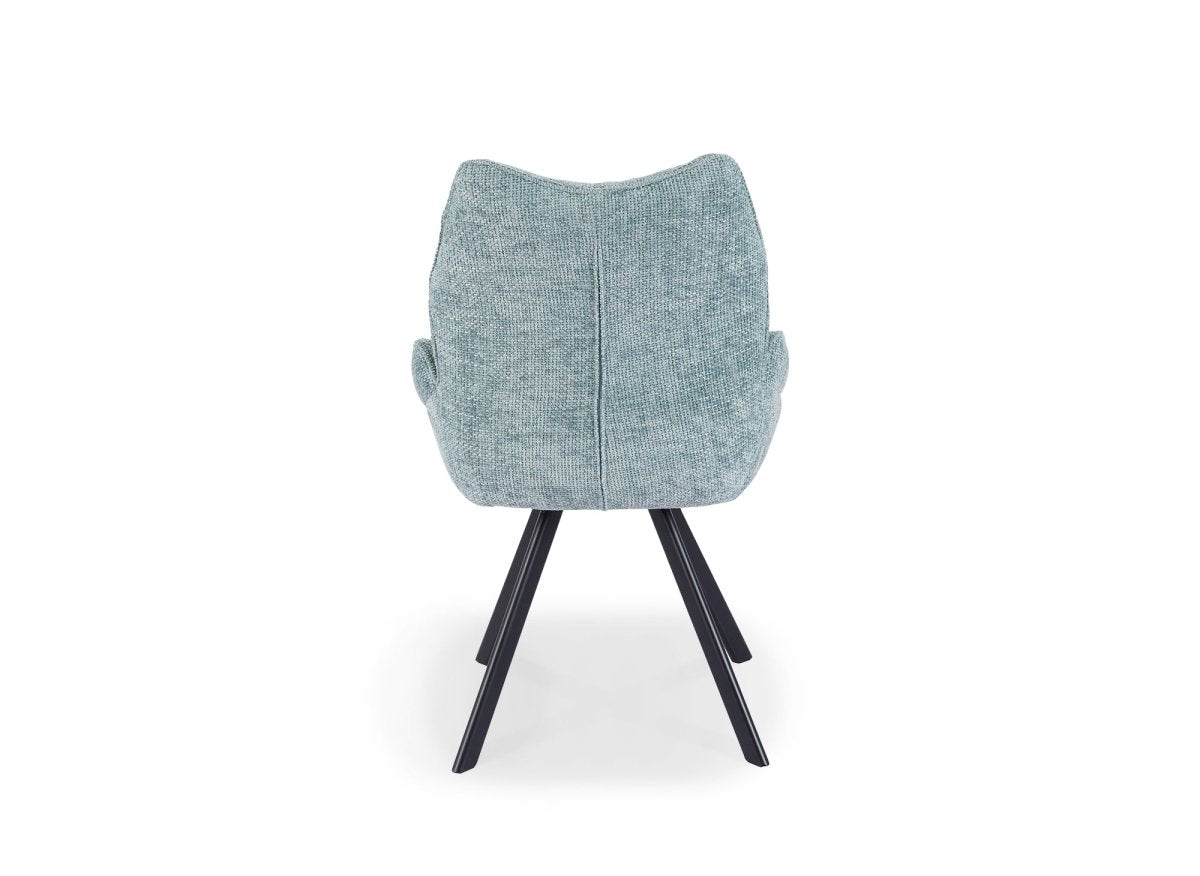 Chaise pivotante avec accoudoirs en tissu vert d'eau TALIA