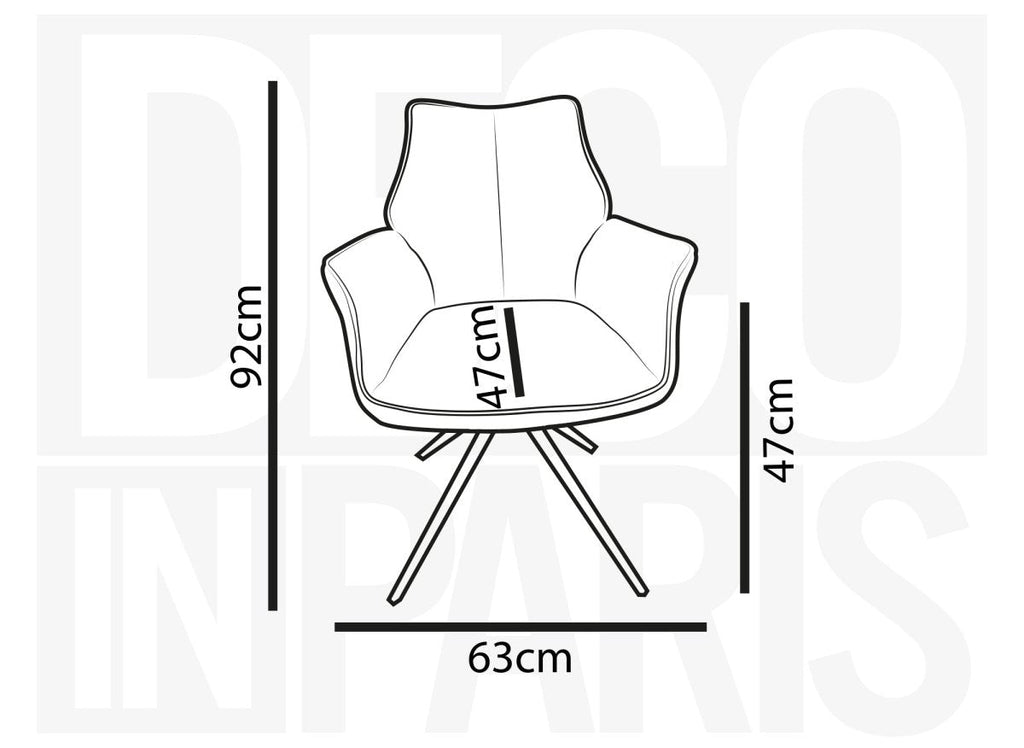 Chaise pivotante avec accoudoirs en velours et tissu bouclette gris ISALIE