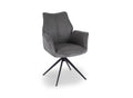 Chaise pivotante avec accoudoirs en velours et tissu bouclette gris ISALIE