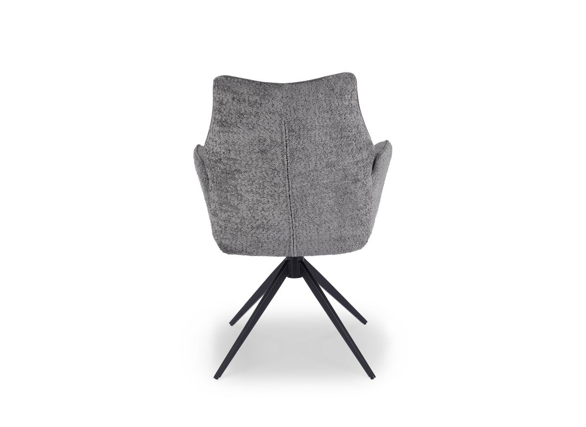 Chaise pivotante avec accoudoirs en velours et tissu bouclette gris ISALIE