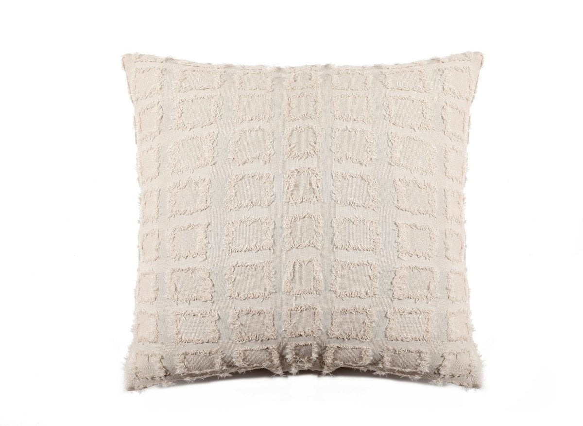 Coussin beige à formes carrées texturées 45x45 cm ELVIO